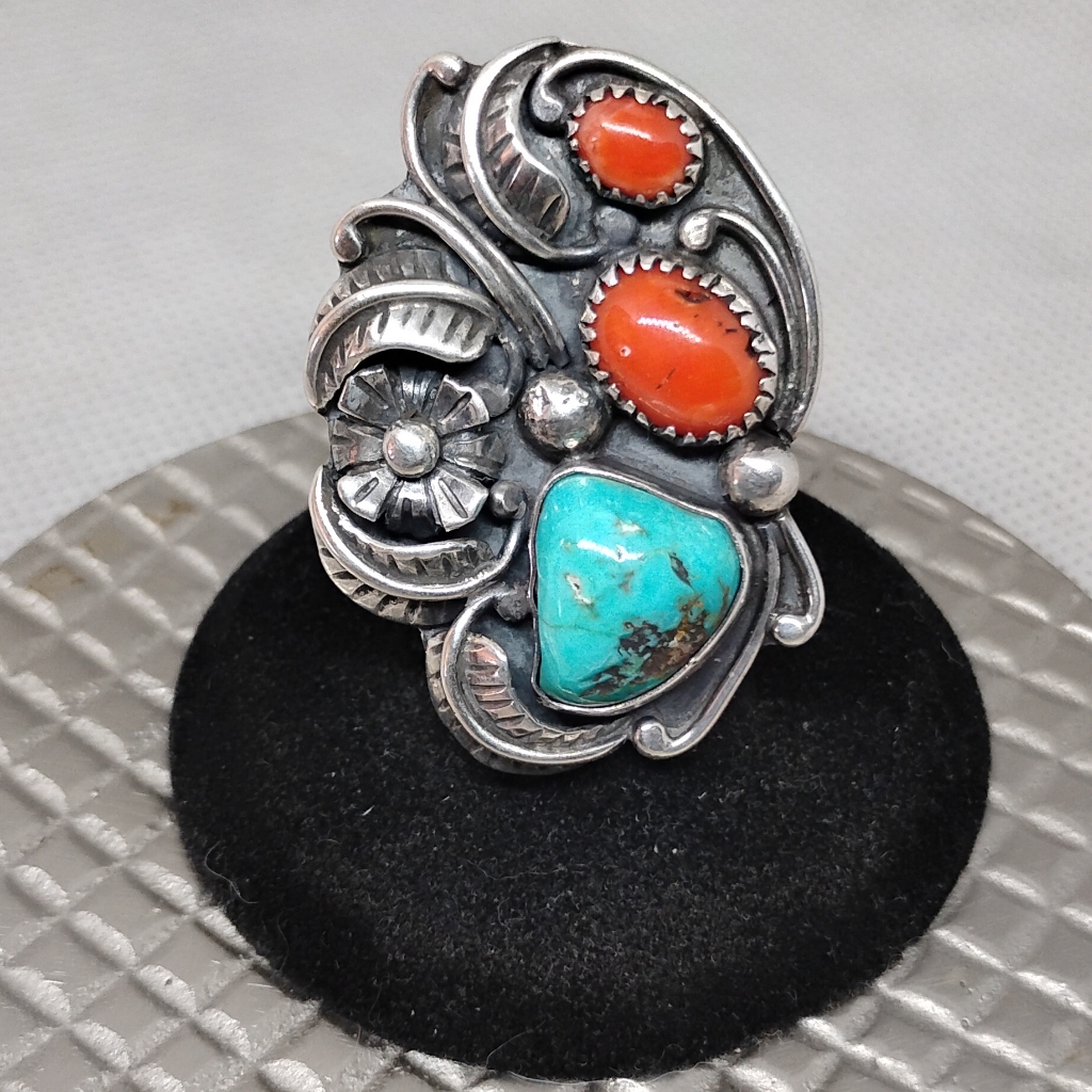 Sterling Silver Turquoise And Coral